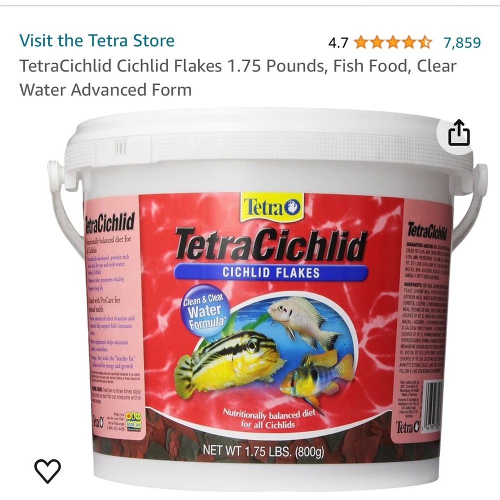 1.75 pounds tetracichlid cichlid flakes new unopened container